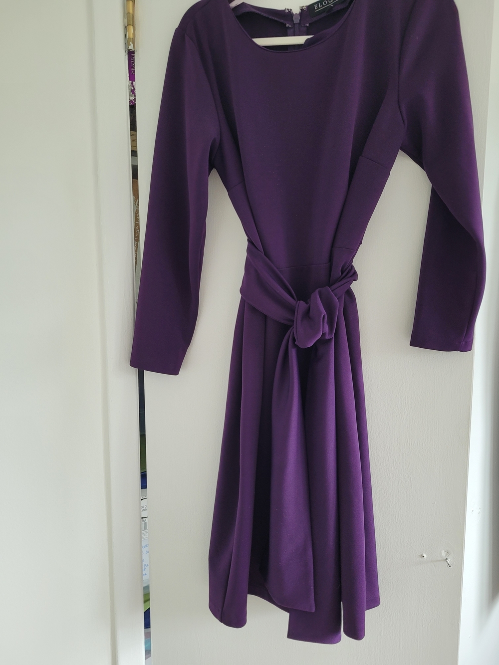 Eloquii Purple Midi Tie-Waist Dress